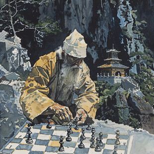 下棋雕刻