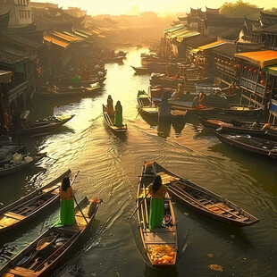 江南渔民人家水乡古镇