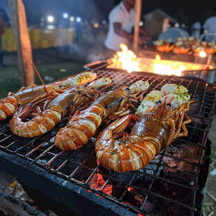 烤龙虾仔街头美食