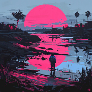荒野黄昏插画