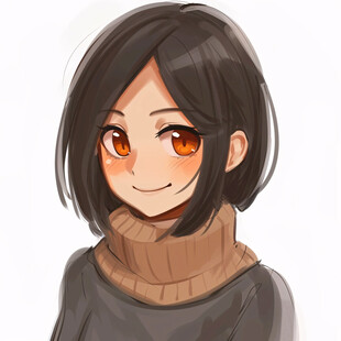 卡通女孩半身像