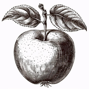 苹果素描版画矢量素材