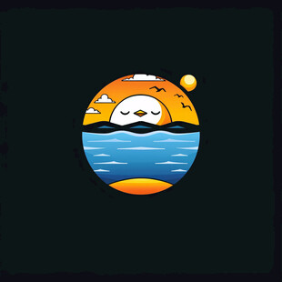 海上日出标志logo