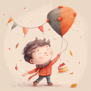 拿气球插画