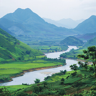 江河农田高山风景