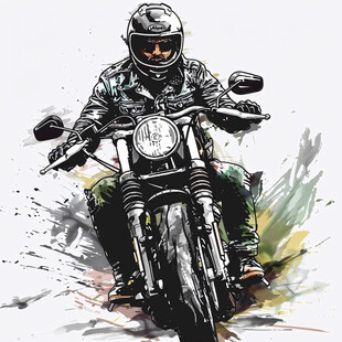 骑摩托车的女孩插画