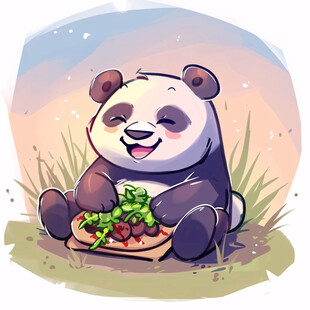 大熊猫美食插画