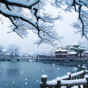 江南雪景水乡雪景