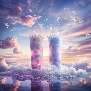 饮料杯梦幻背景