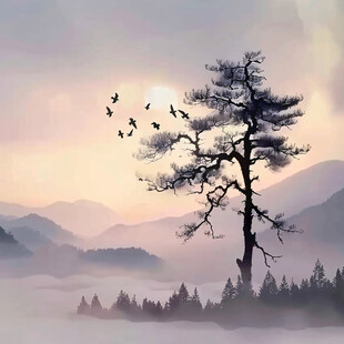 迎客松背景装饰画