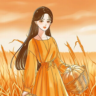 抱麦子的女孩