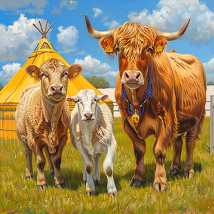母牛牛犊装饰画