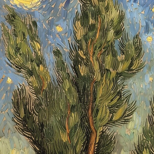 油画松树