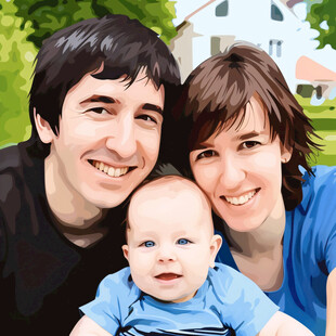 一家三口卡通画象