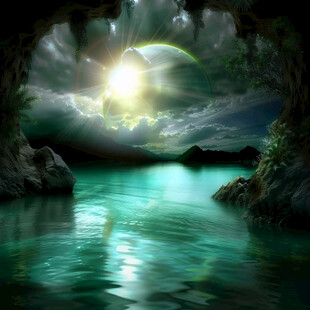 河流月亮泡森林