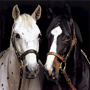 两匹马背景素材