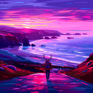 荒野黄昏插画