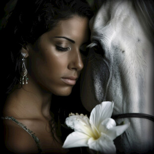 美女与马在一起