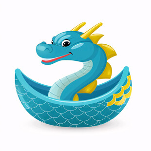 蜿龙扁平卡通插画