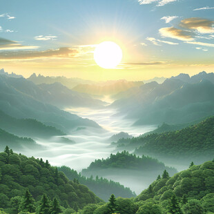 大幅高清山水日出