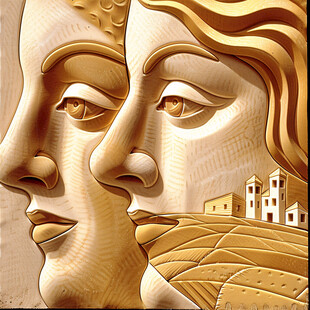 智慧之城雕塑装饰画