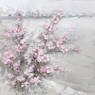 桃花油画装饰画