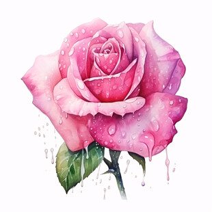手绘水彩蔷薇插画