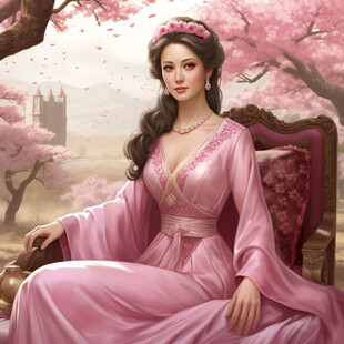 宫廷美女人物插画