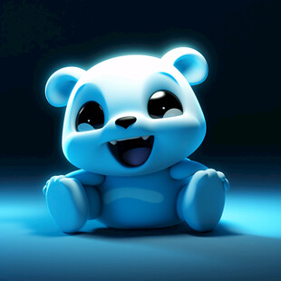 熊熊公仔蓝色背景