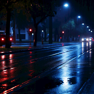 雨中街道夜晚的雨