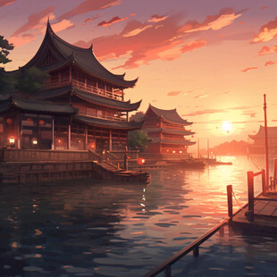 广济桥插画