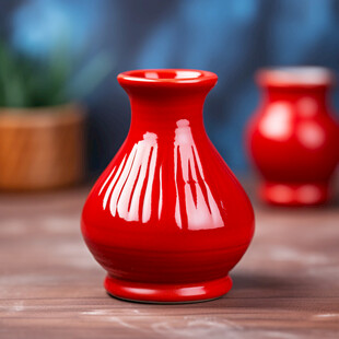 红色花纹花瓶