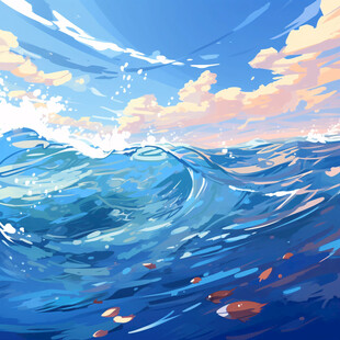 波涛海浪插画
