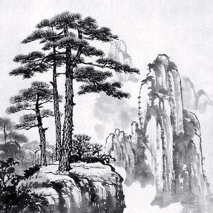 迎客松水墨画