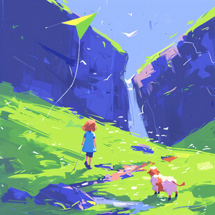 山崩插画