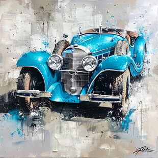 老爷车抽象画