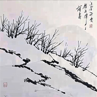 踏雪寻梅国画