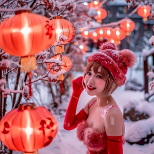雪地红灯笼