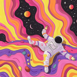 创意彩色缤纷宇宙插画