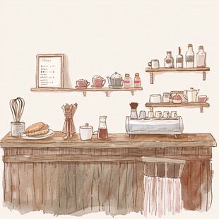 厨房场景手绘