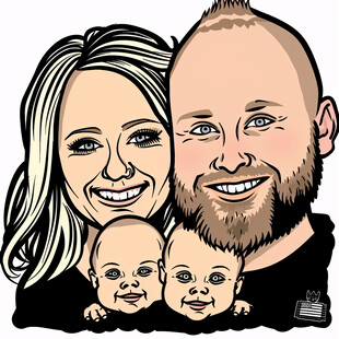 手绘头像全家福