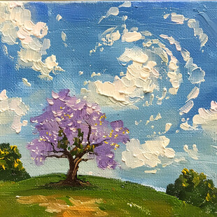 开花的树油画