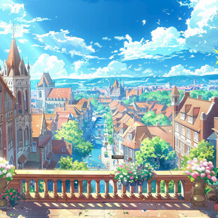 欧美小镇插画