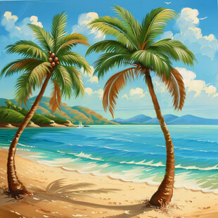 沙滩风景画