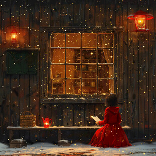 木房子冬季夜晚灯光