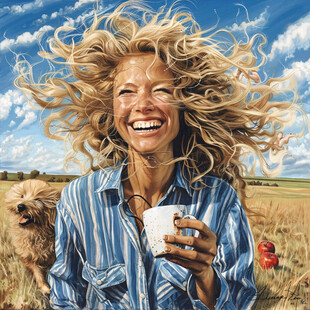 手绘麦子手绘美女