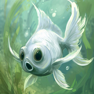 手绘动漫鱼插画