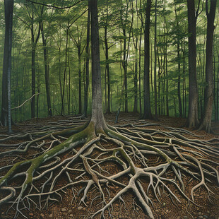 自然树大根深森林