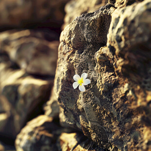 石头边的小白花