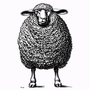 手绘羊素描羊